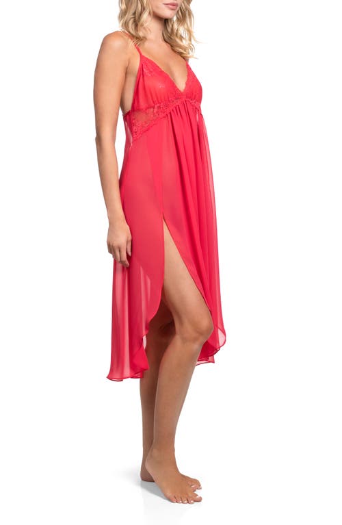 In Bloom By Jonquil Lace Chiffon Nightgown In Pink