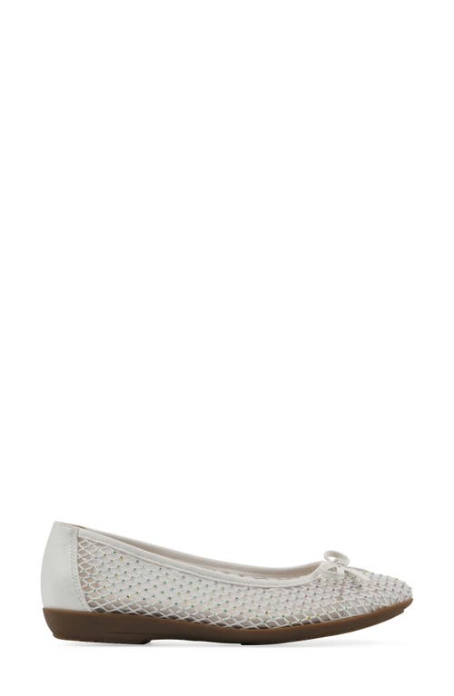 Cliffs By White Mountain Carlicia Rhinestone Mesh Ballet Flat In White Fabric