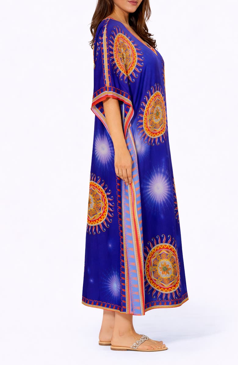 RANEES Floral Print V-Neck Maxi Caftan, Alternate, color,