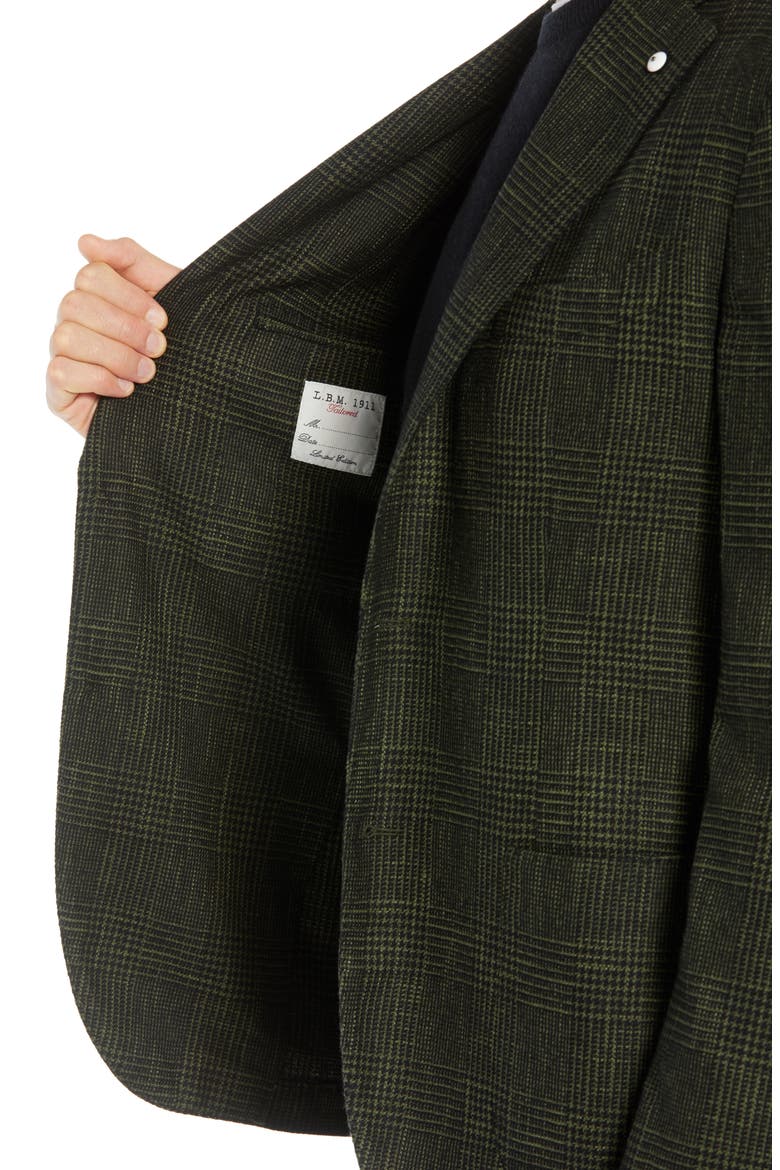 L.B.M 1911 Classic Fit Plaid Cotton Blend Sport Coat, Alternate, color, GREEN