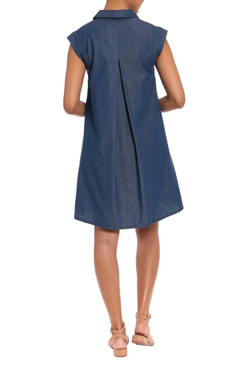 London Times Cap Sleeve Denim A-Line Dress, Alternate, color, Denim