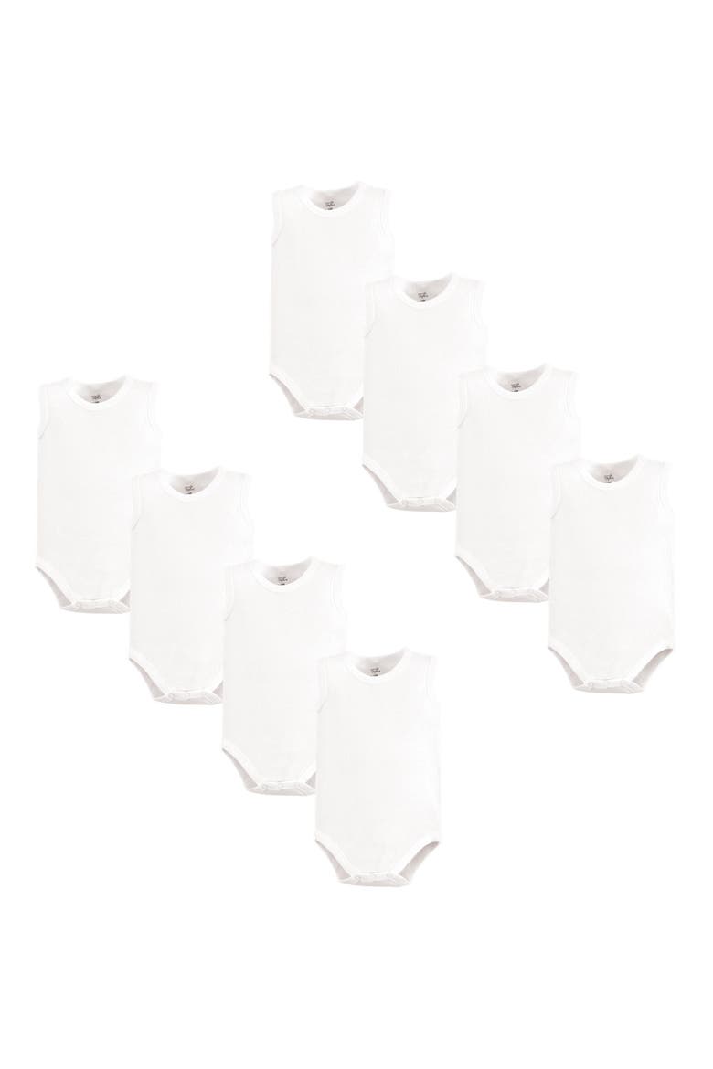 8Pk Sleeveless Organic Bodysuits, Main, color, White