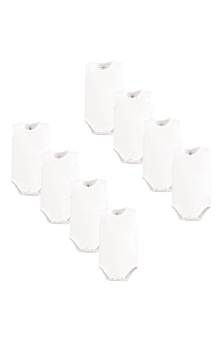 Touched by Nature 8Pk Sleeveless Organic Bodysuits, Main, color, White