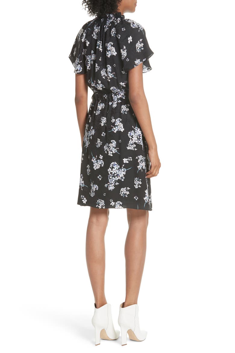 Hydrangea Silk Dress, Alternate, color, BLACK COMBO