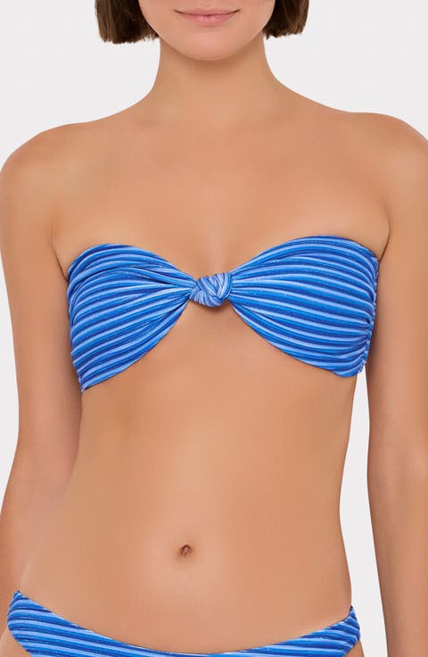Metallic Stripe Bandeau Bikini Top