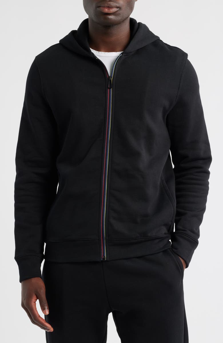 PS Paul Smith Sports Organic Cotton Zip Hoodie, Alternate, color, Black