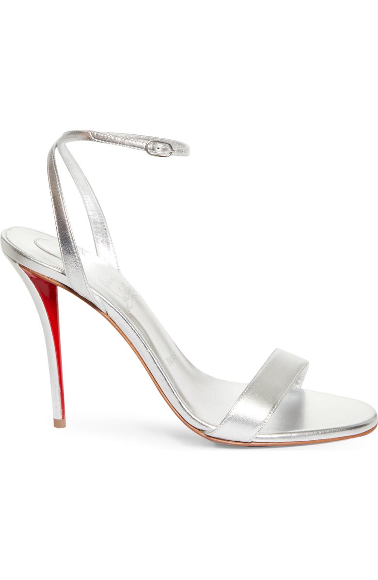 Christian Louboutin Miss Z Metallic Ankle Strap Sandal, Alternate, color, Silver/ Silver