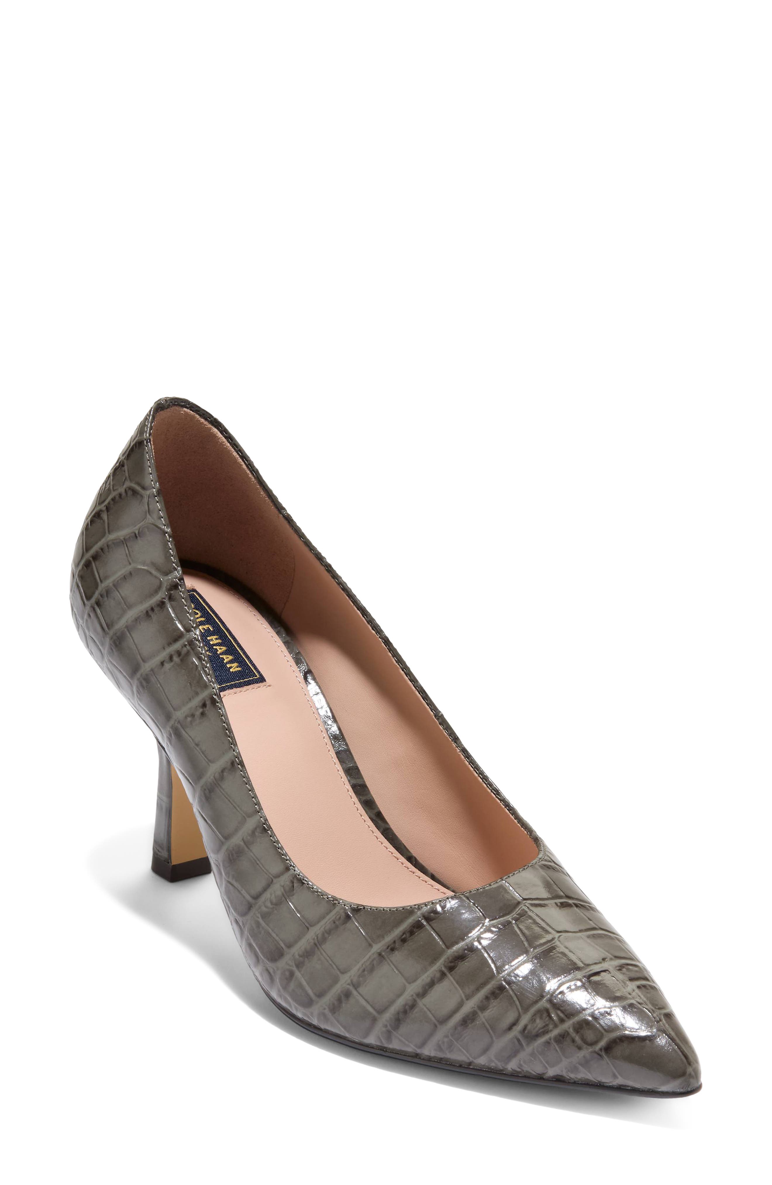 DEEP OLIVE CROC PRINT LEATHER