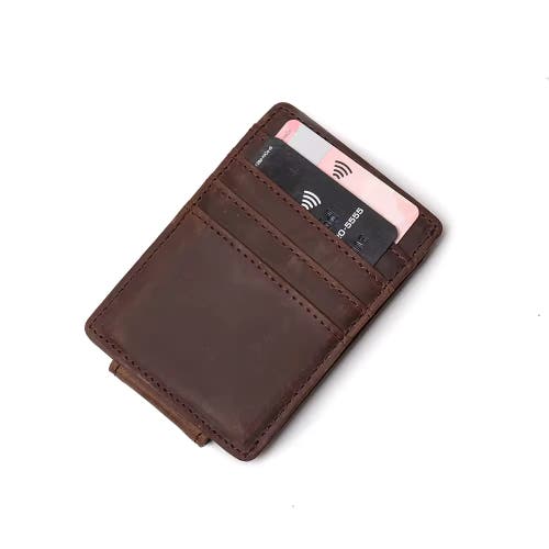 Steel Horse Leather The Walden | Handmade Leather Front Pocket Wallet With Money Clip In Dark Brown