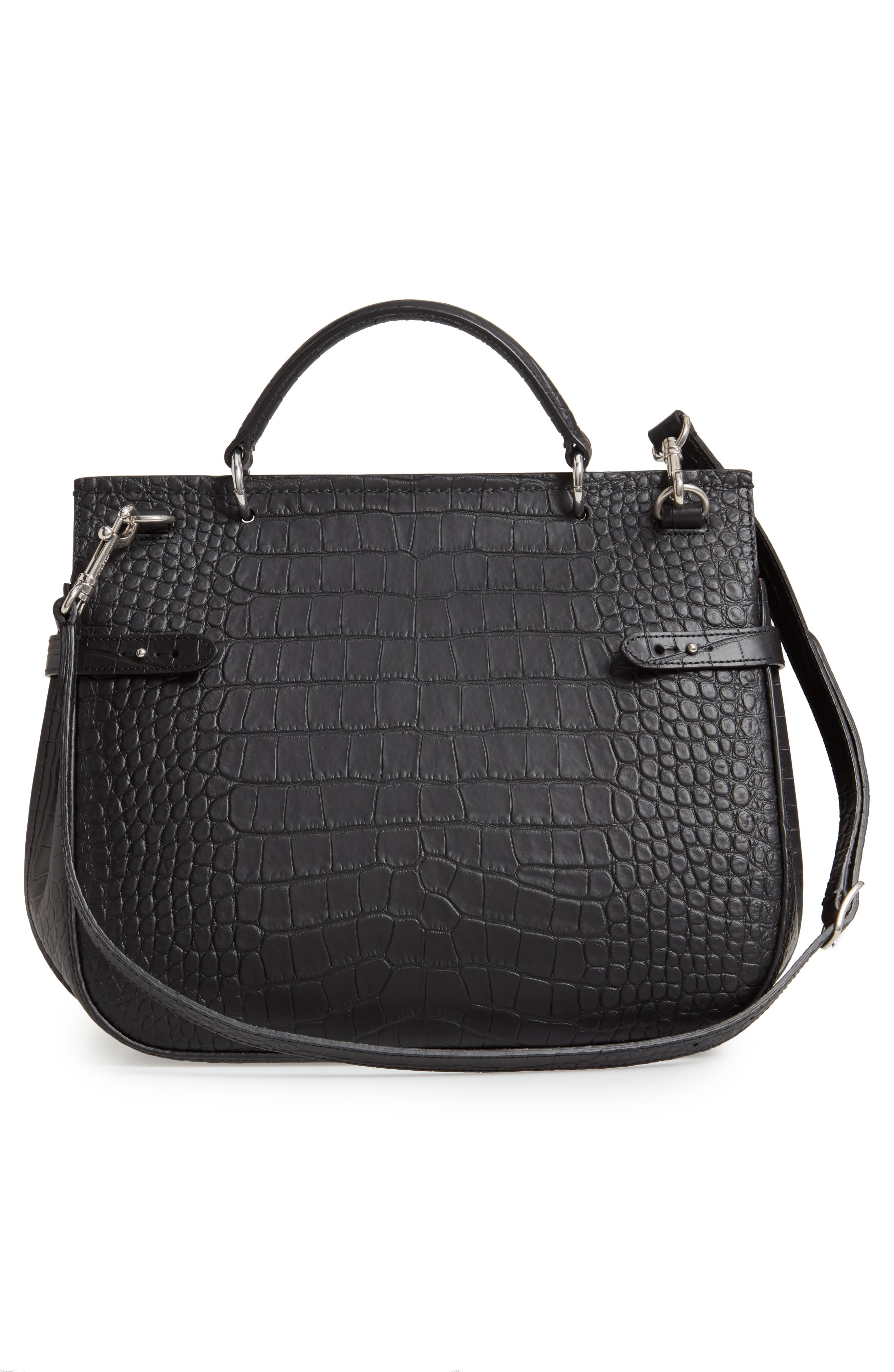 Mulberry Amberley Croc Embossed Leather Satchel, Alternate, color, 