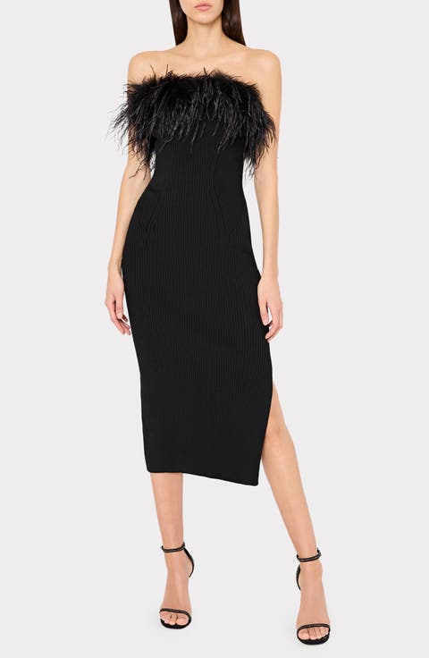 Robena Feather Detail Midi Dress (Regular & Petite)