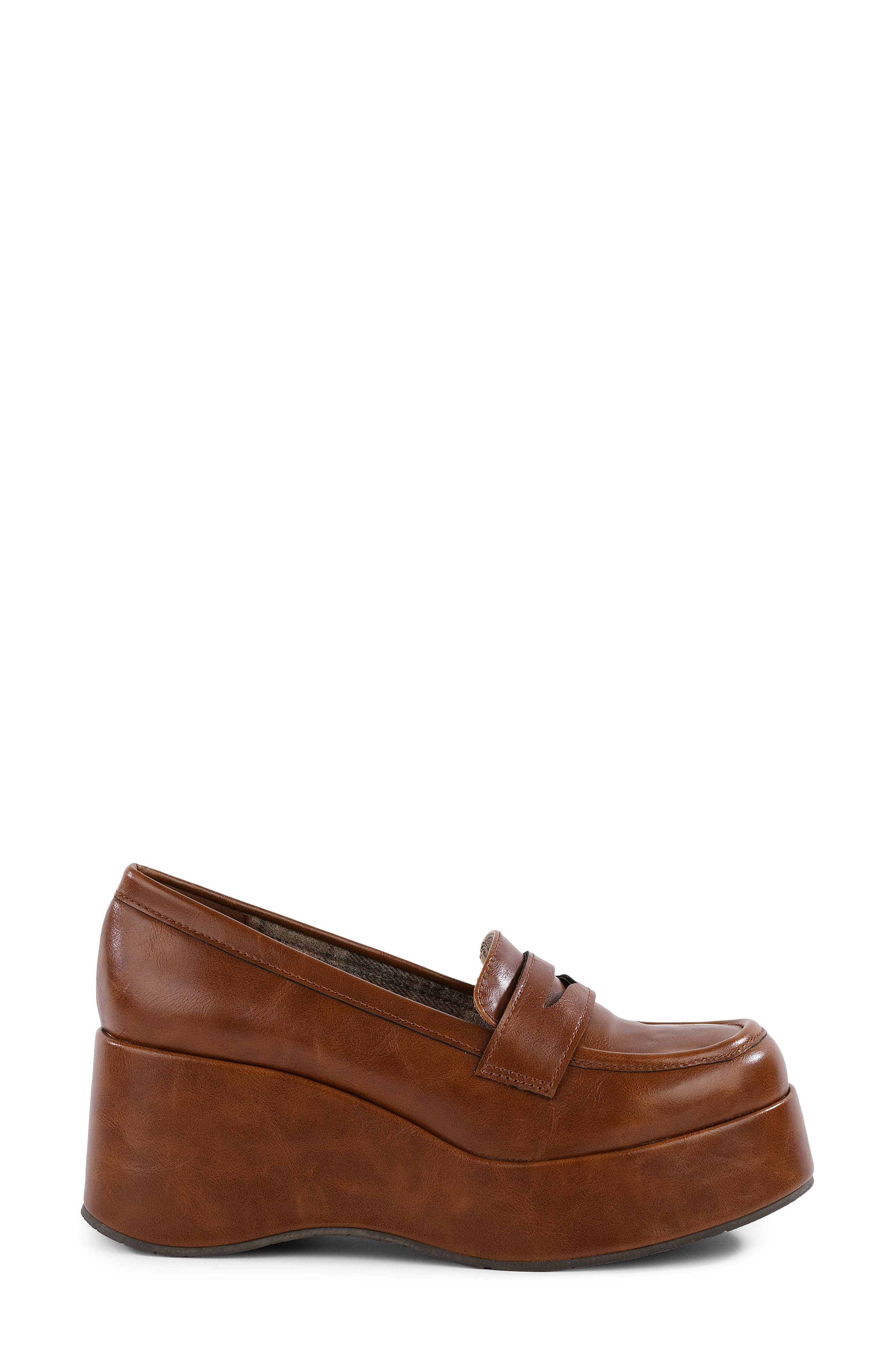 Ambitious Faux Leather Platform Wedge Loafer, Alternate, color, TAN