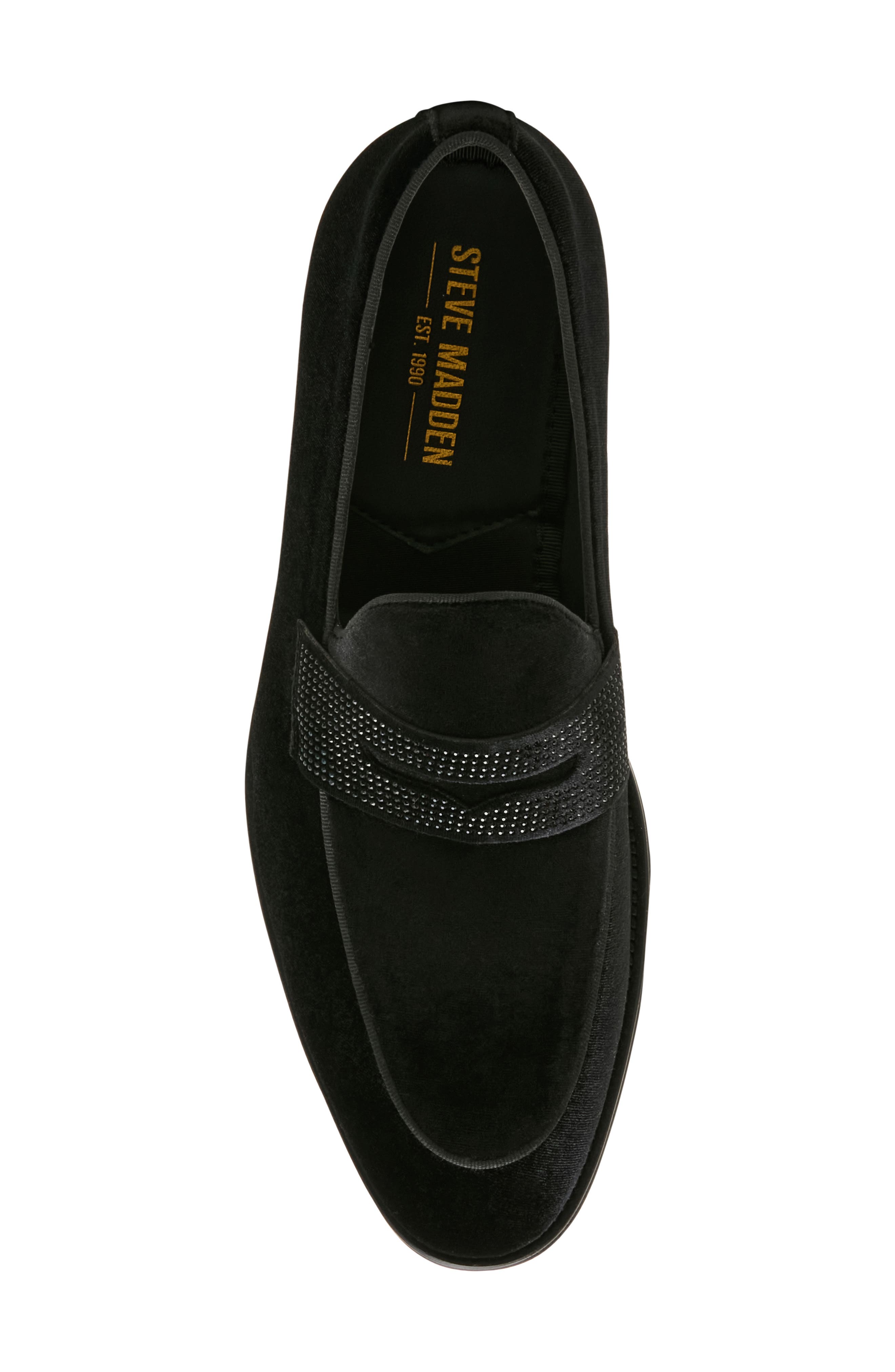 Marlye Embellished Penny Loafer, Alternate, color, BALCK VELVET