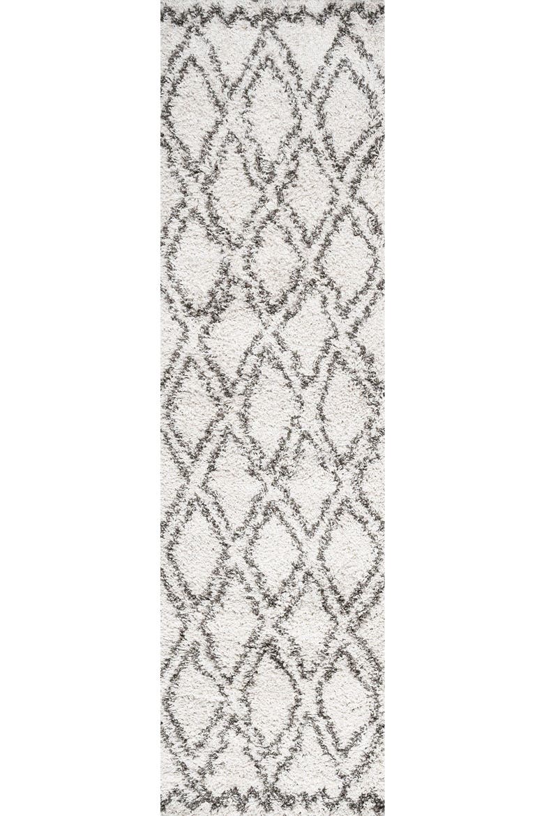 Soller Diamond Trellis Shag Area Rug, Main, color, Beige/Dark Gray