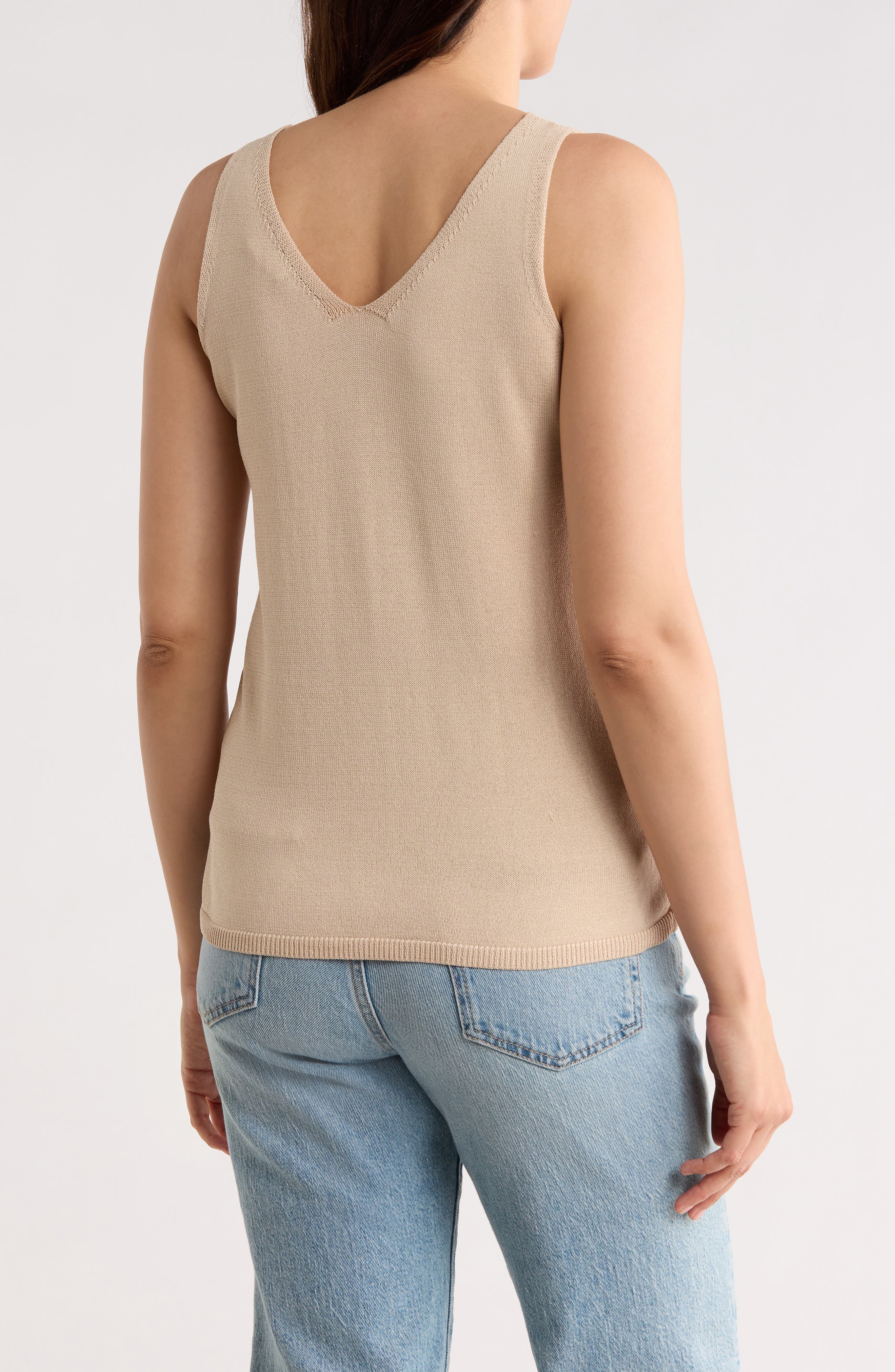 Double V-Neck Pointelle Sweater Tank - image 4