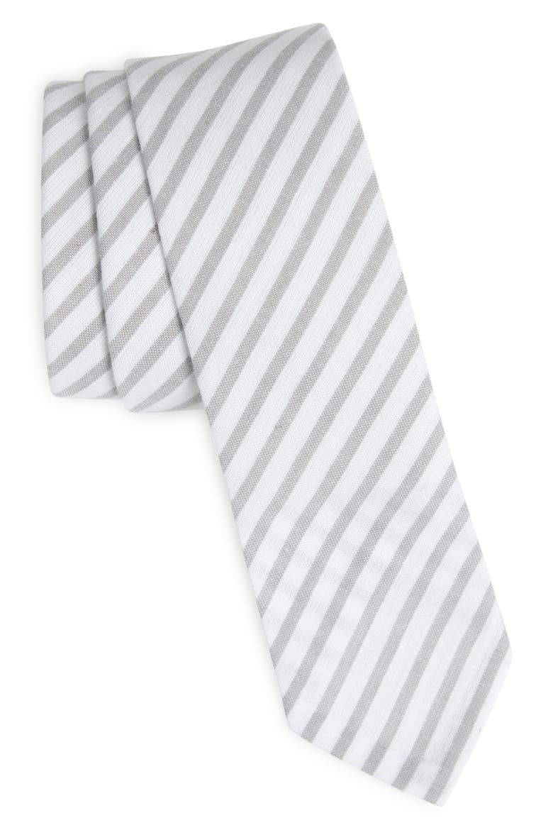 Classic Wide Uni Stripe Cotton Tie, Main, color, MEDIUM GREY