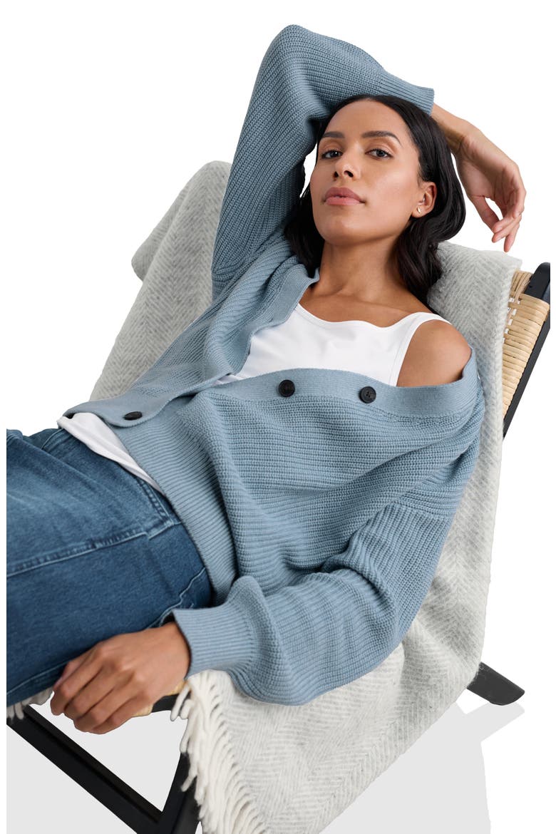 Winding Creek Organic Cotton Cardigan, Alternate, color, BLUE FOG