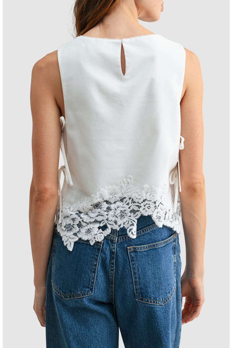 Lace Hem Side Tie Tank, Alternate, color, WHITE