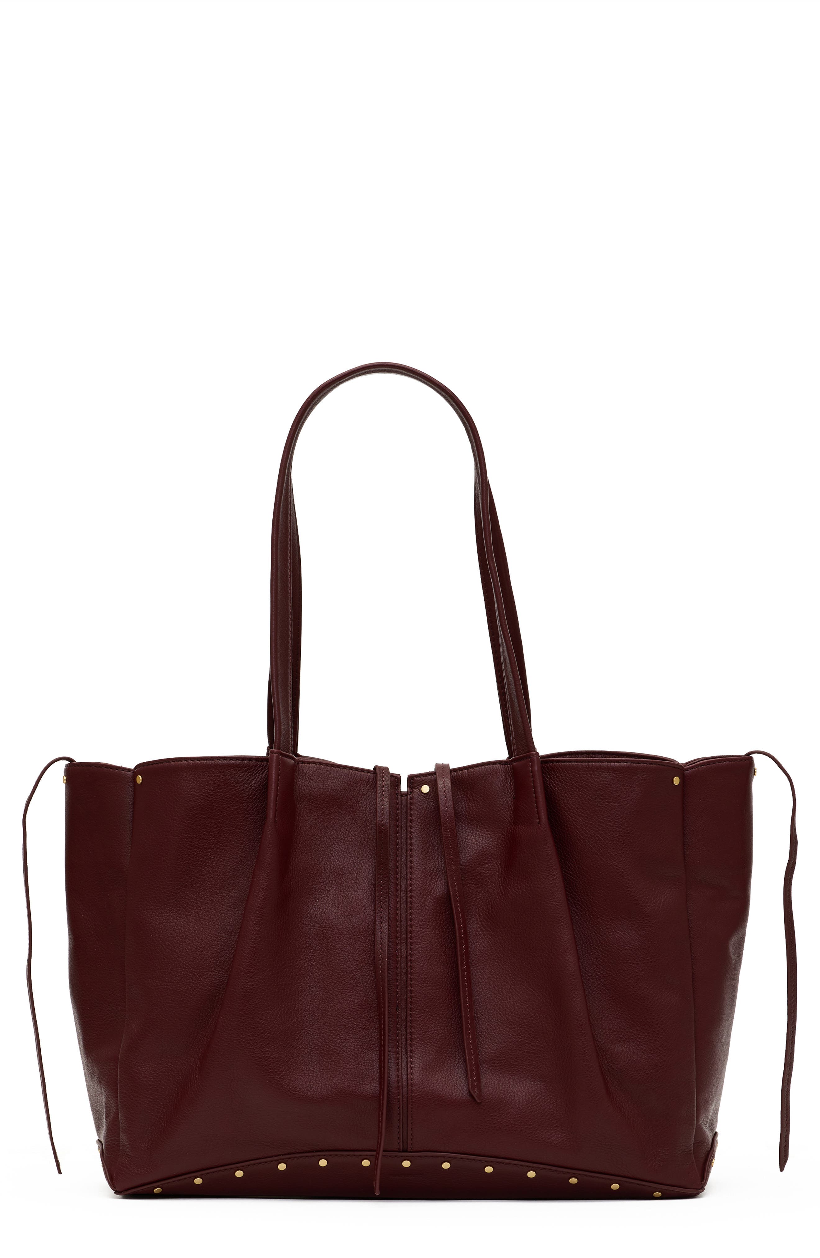 Meryl Leather Carryall Tote, Main, color, CHERRYWOOD/ GOLD