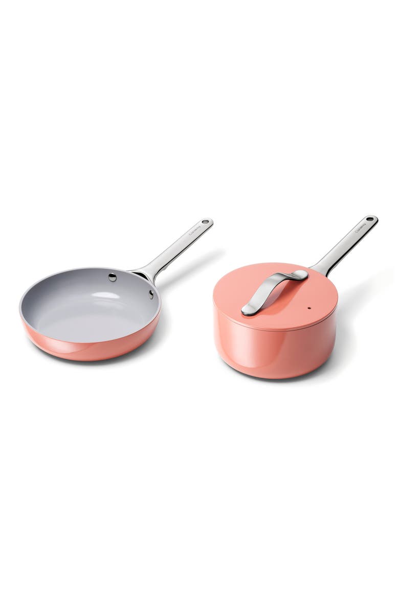Nonstick Ceramic Mini Fry Pan & Sauce Pan Set, Main, color, PERRACOTTA