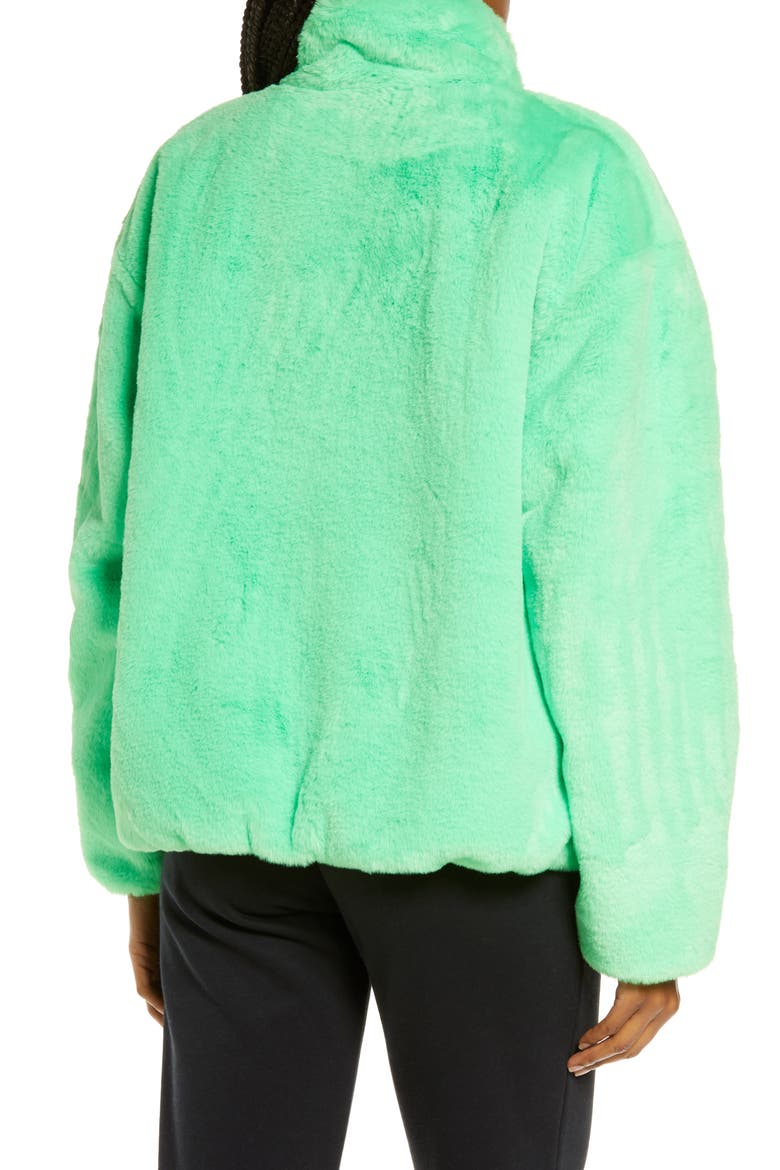 Sportswear Faux Fur Jacket, Alternate, color, POISON GREEN/ BLACK