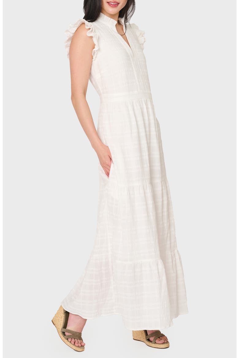 Flutter Sleeve Cotton Maxi Dress, Alternate, color, WHITE