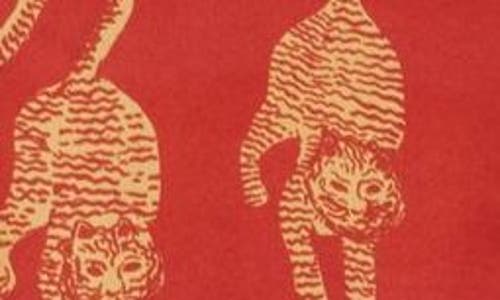 Sani Sher Tiger Print Button-up Shirt & Pants Set In Crimson Tiger