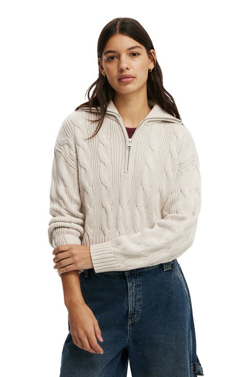 Cotton On Cotton Cable Half Zip Pullover In Neutral