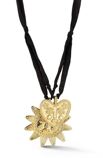 Sphera Milano Sun & Heart Pendant Layered Necklace