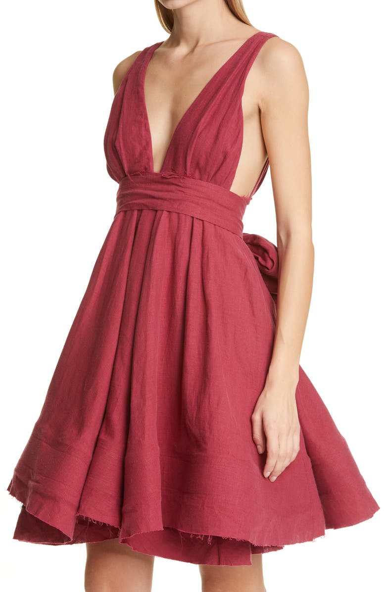 Brock Collection Quesyn Bow Linen Minidress, Alternate, color,