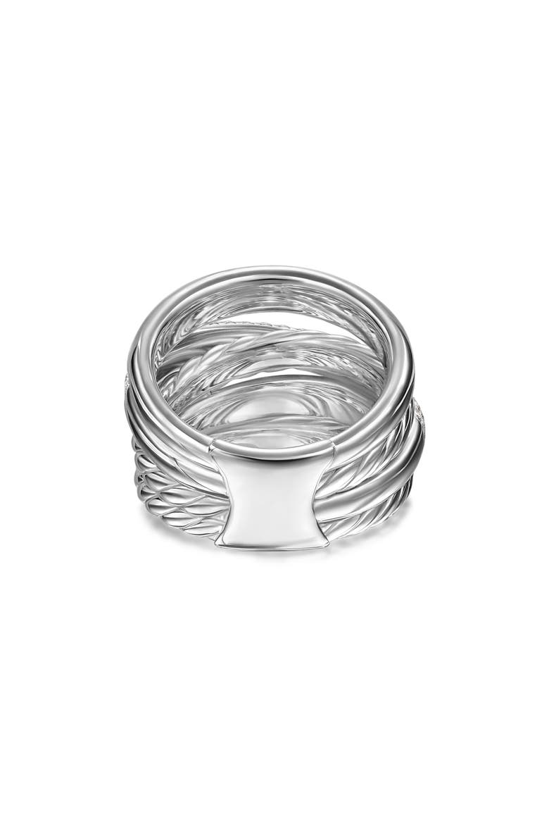 Bold Crossover Five-Row Diamond Stacked Ring, Alternate, color, STERLING SILVER
