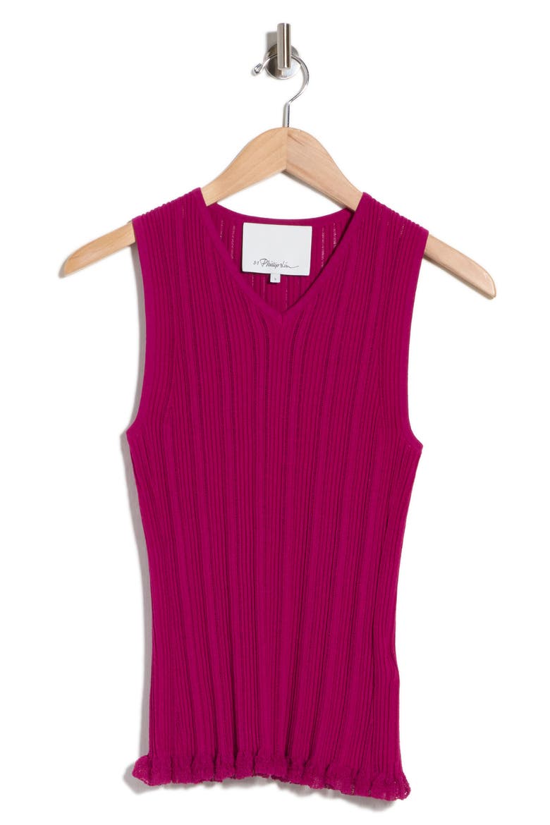 Variegated Rib Sleeveless Shell, Main, color, MULBERRY
