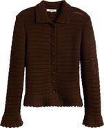 Madewell Pointelle Knit Peplum Cotton Cardigan