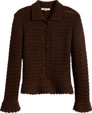 Madewell Pointelle Knit Peplum Cotton Cardigan