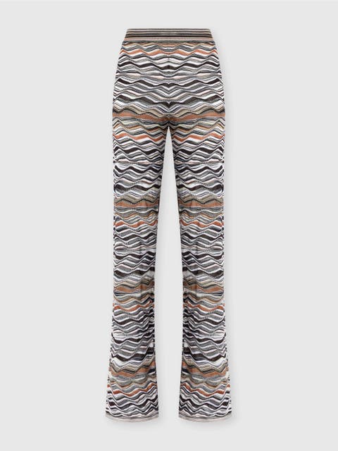 Straight Long Pants With Wave Pattern