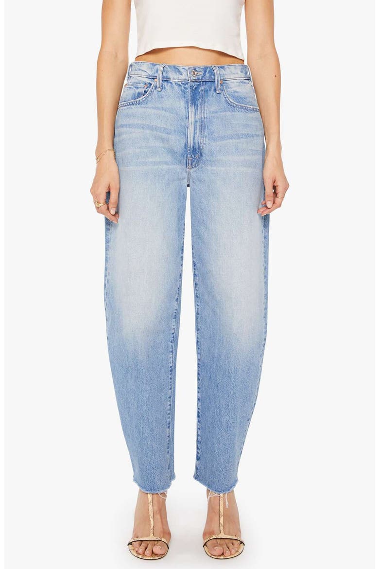 The Fan Girl Hover Fray Hem Barrel Jeans, Main, color, FLORAL FURY