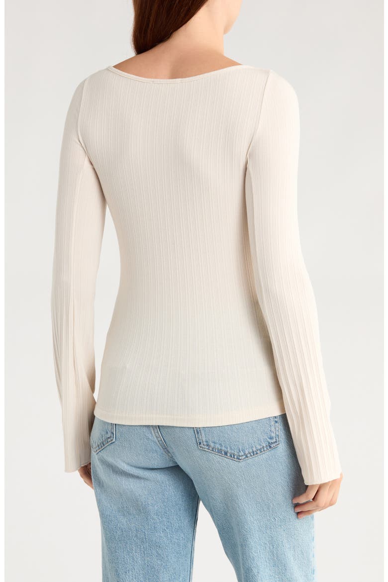 Boat Neck Long Sleeve Rib Top, Alternate, color, LIGHT CREAM