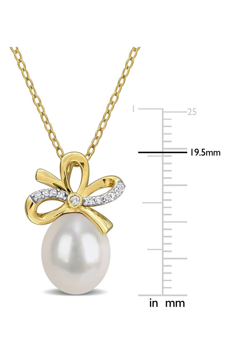 DELMAR 9-10mm Cultured Freshwater Pearl & White Sapphire Pendant Necklace - 0.1ct., Alternate, color, White