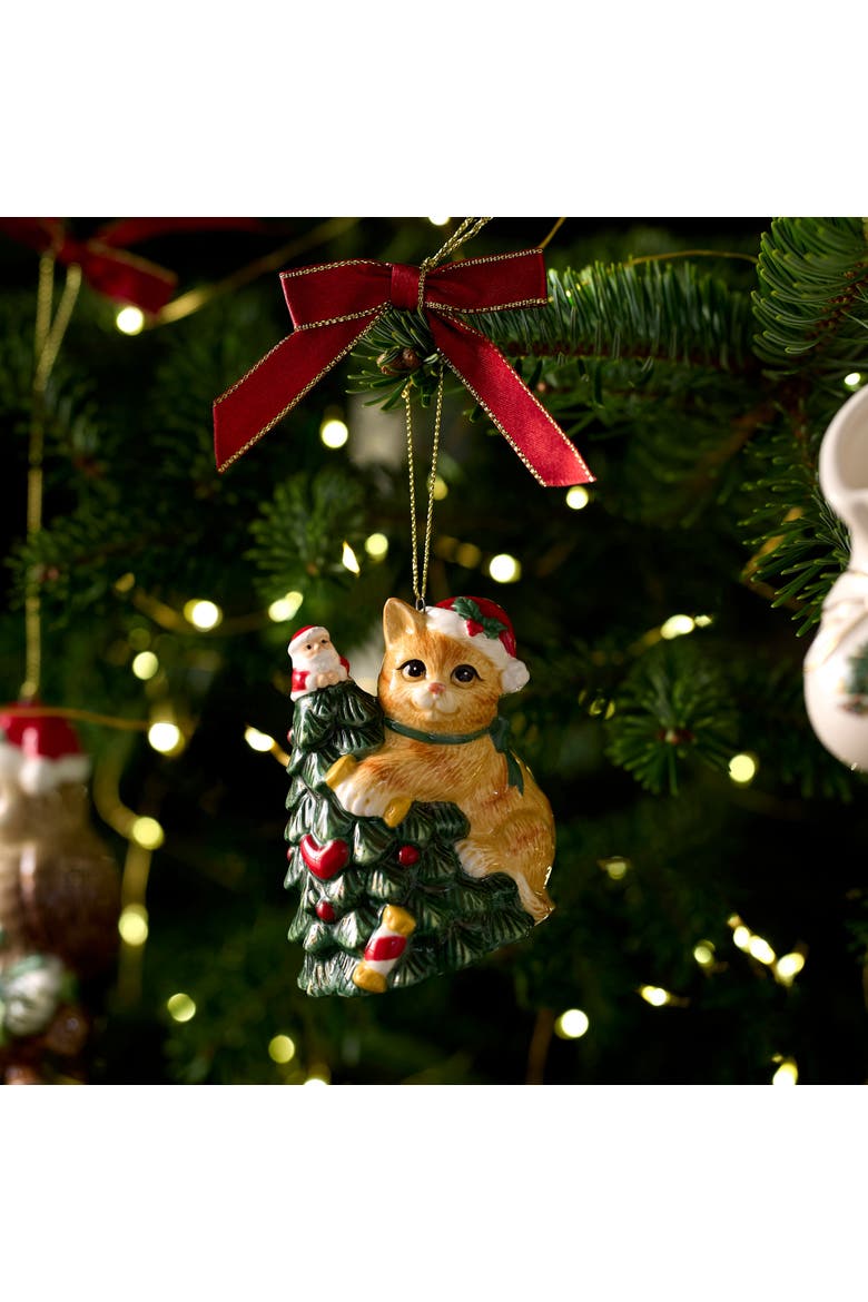 Christmas Tree Cat Grabbing The Tree Ornament, Alternate, color, Multi