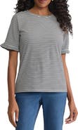 Jones New York Ruffle Elbow Sleeve T-Shirt