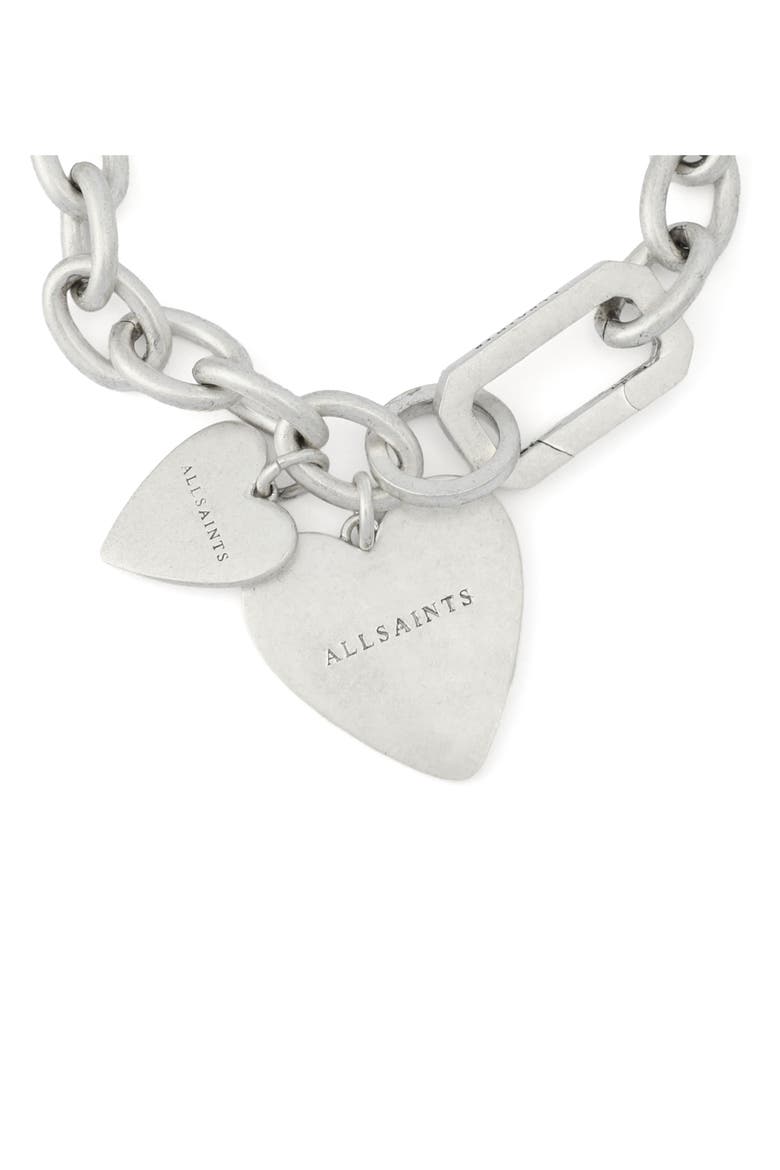 Double Heart Chain Link Bracelet, Alternate, color, WARM SILVER