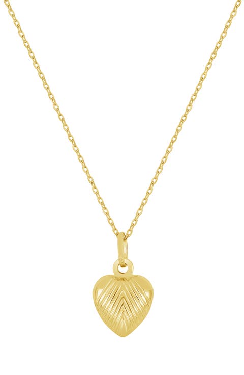 14K Gold Petite Textured Heart Pendant Necklace