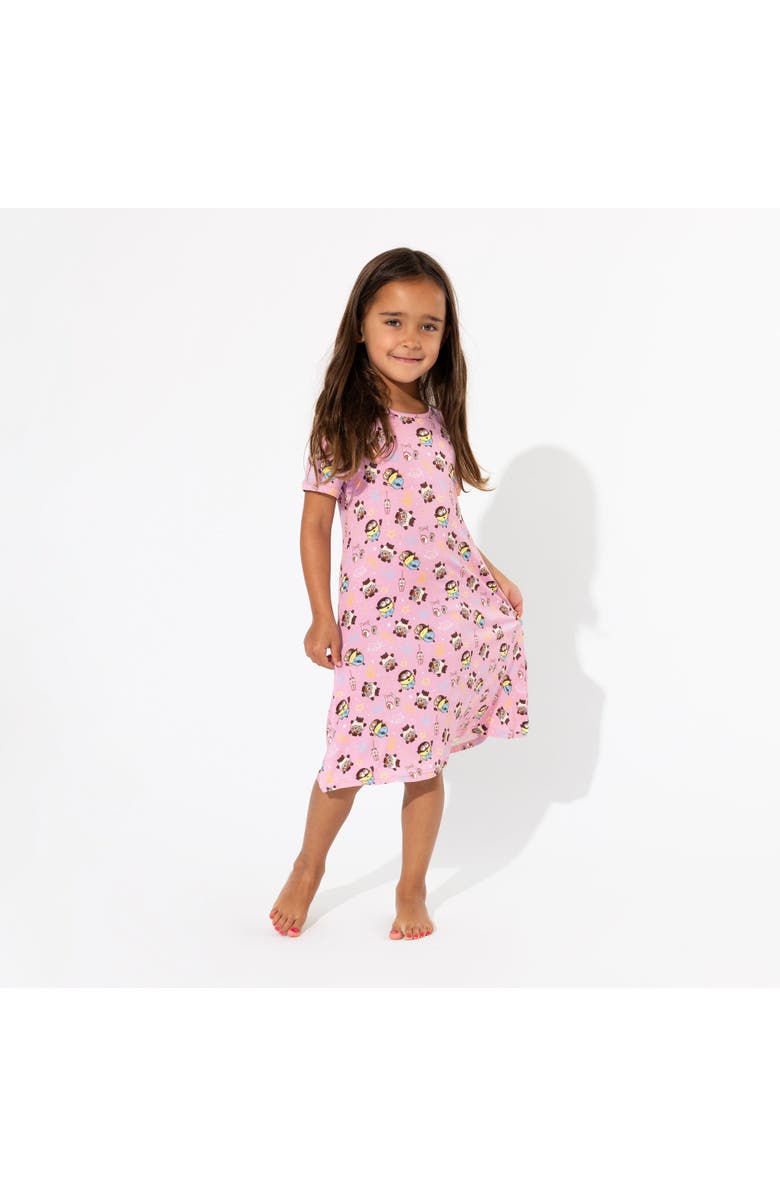 Bellabu Bear Kids' Despicable Me 4 Minions Always Popping Short Sleeve Dress, Alternate, color, Minions Popping