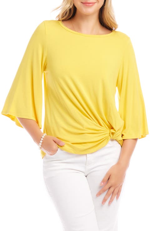 Flare Sleeve Twist Hem Jersey Top