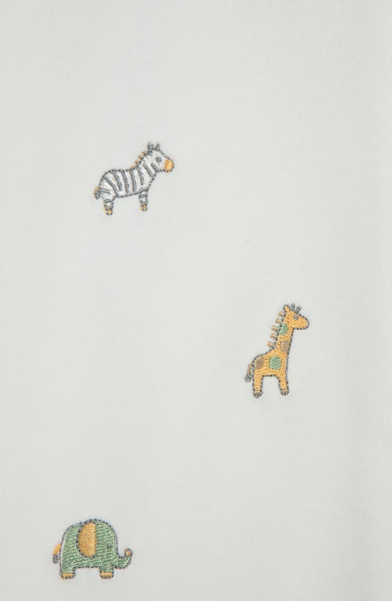 Little Me Safari Embroidered Cotton Footie & Hat Set, Alternate, color, Ivory