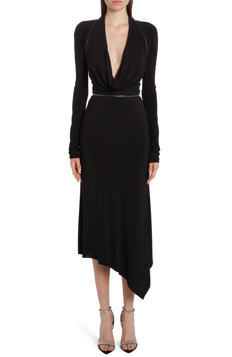 TOM FORD Zip Detail Long Sleeve Jersey Midi Dress, Main, color, 