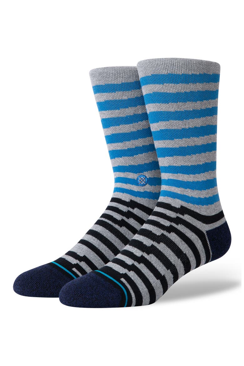 Breakdown Stripe Crew Socks, Alternate, color, BLUE