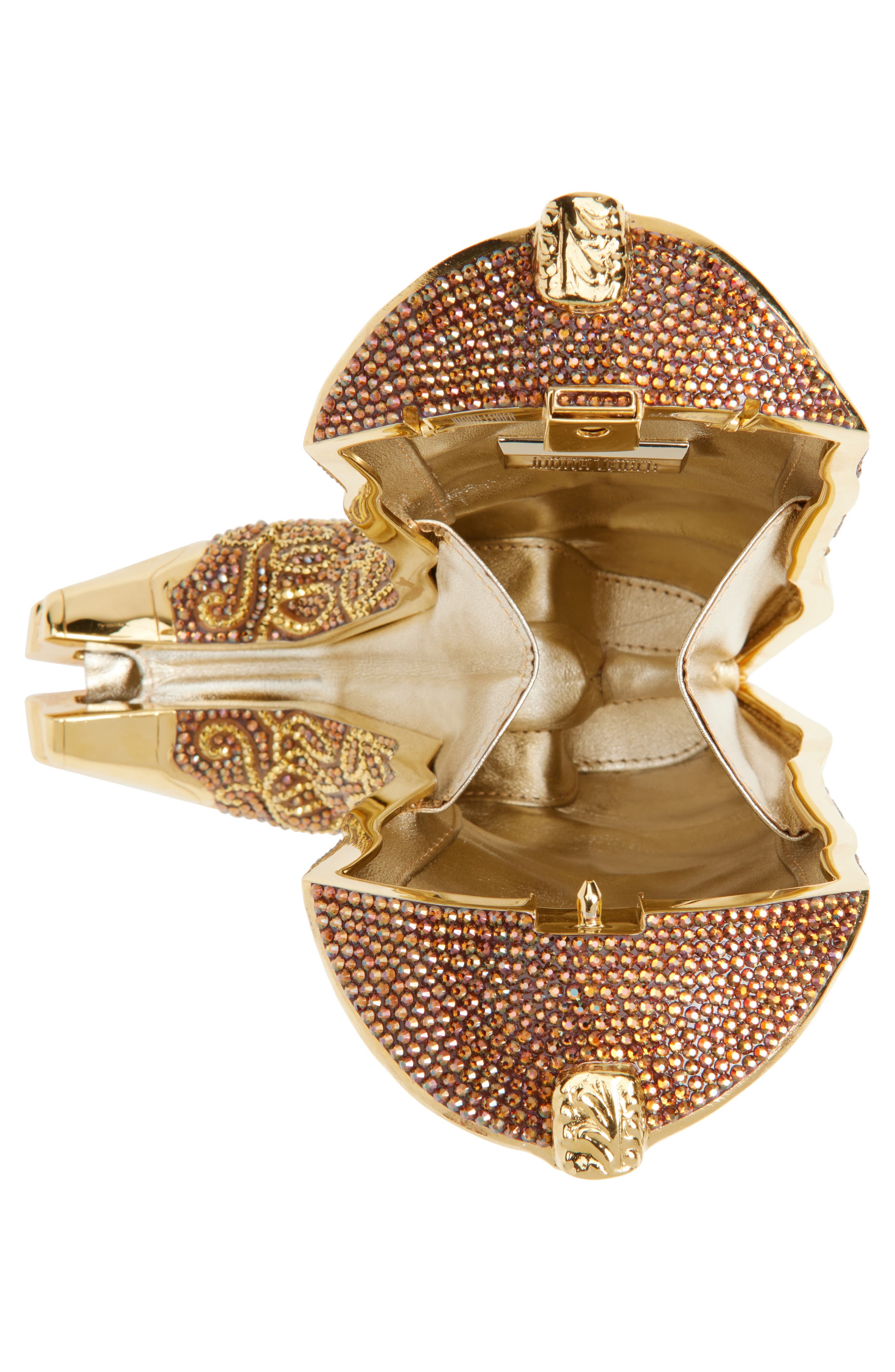 JUDITH LEIBER COUTURE Cowboy Boot Crystal Embellished Clutch, Alternate, color, Champagne Brown Mult
