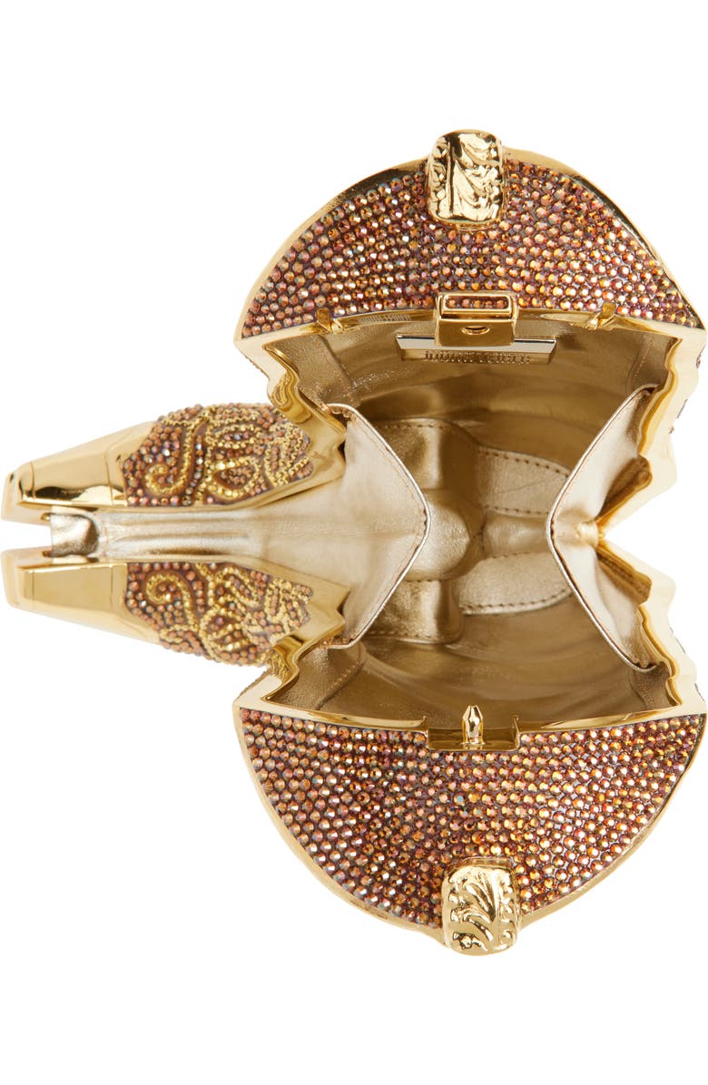 JUDITH LEIBER COUTURE Cowboy Boot Crystal Embellished Clutch, Alternate, color, Champagne Brown Mult