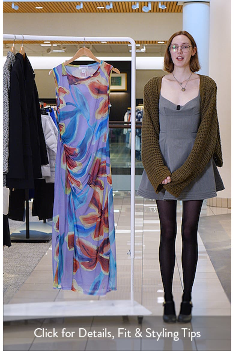 Floral Side Slit Mesh Midi Dress video